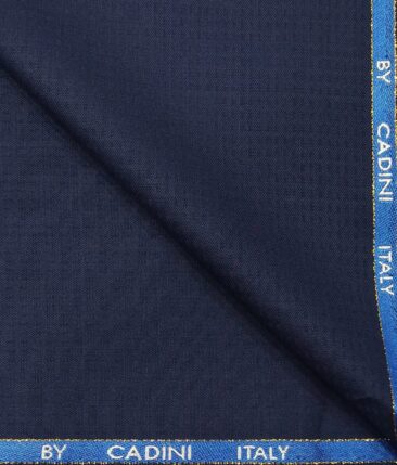 Cadini Italy Men's by Siyaram's Blue 20% Merino Wool Super 90's Dobby Structured Unstitched Trouser or Modi Jacket Fabric (1.30 Mtr)