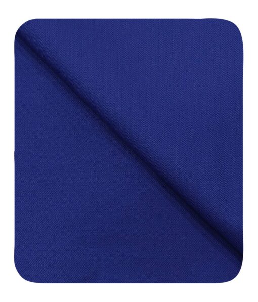 Cadini Italy Men's by Siyaram's Bright Royal Blue 20% Merino Wool Super 100's Self Herringbone Striped Unstitched Trouser or Modi Jacket Fabric (1.30 Mtr)
