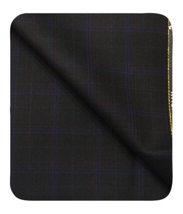 Cadini Italy Men's by Siyaram's Black 20% Merino Wool Super 100's Blue & Wine Checks Unstitched Trouser or Modi Jacket Fabric (1.30 Mtr)