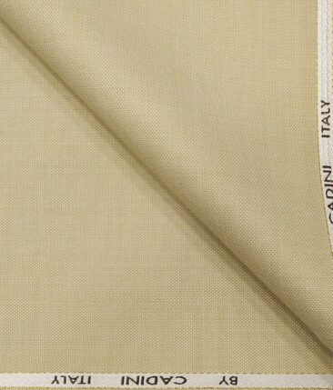 Cadini Italy Men's by Siyaram's Beige 25% Merino Wool Self Structured Unstitched Trouser or Modi Jacket Fabric (1.30 Mtr)