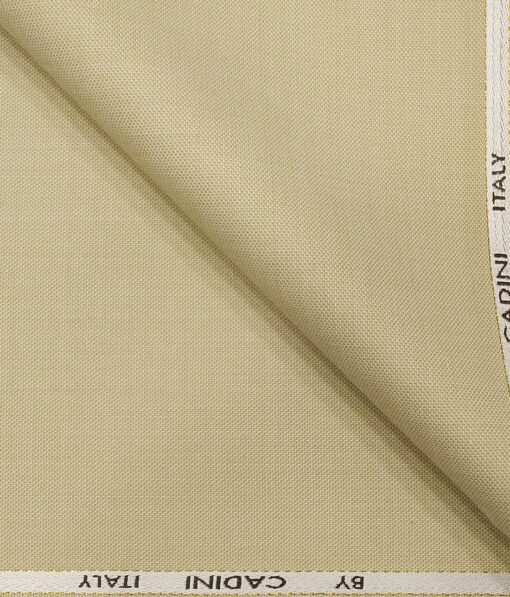 Cadini Italy Men's by Siyaram's Beige 25% Merino Wool Self Structured Unstitched Trouser or Modi Jacket Fabric (1.30 Mtr)