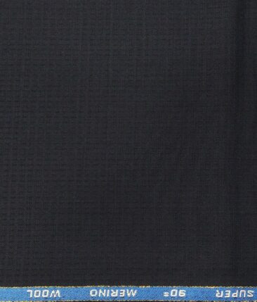 Cadini Italy Men's by Siyaram's Dark Navy Blue Super 90's 20% Merino Wool Dobby Structured Unstitched Trouser or Modi Jacket Fabric (1.30 Mtr)