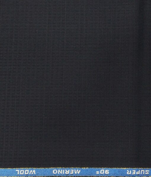 Cadini Italy Men's by Siyaram's Dark Navy Blue Super 90's 20% Merino Wool Dobby Structured Unstitched Trouser or Modi Jacket Fabric (1.30 Mtr)