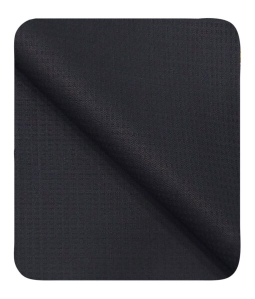 Cadini Italy Men's by Siyaram's Dark Navy Blue Super 90's 20% Merino Wool Dobby Structured Unstitched Trouser or Modi Jacket Fabric (1.30 Mtr)