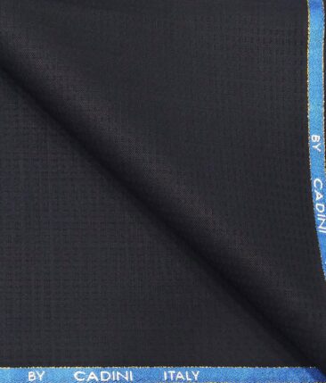 Cadini Italy Men's by Siyaram's Dark Navy Blue Super 90's 20% Merino Wool Dobby Structured Unstitched Trouser or Modi Jacket Fabric (1.30 Mtr)