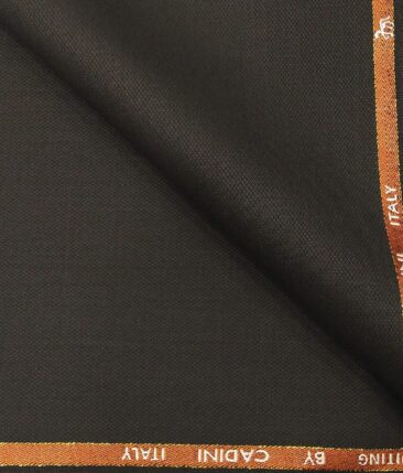 Cadini Italy Men's by Siyaram's Dark Brown Super 90's 20% Merino Wool Structured Unstitched Trouser or Modi Jacket Fabric (1.30 Mtr)