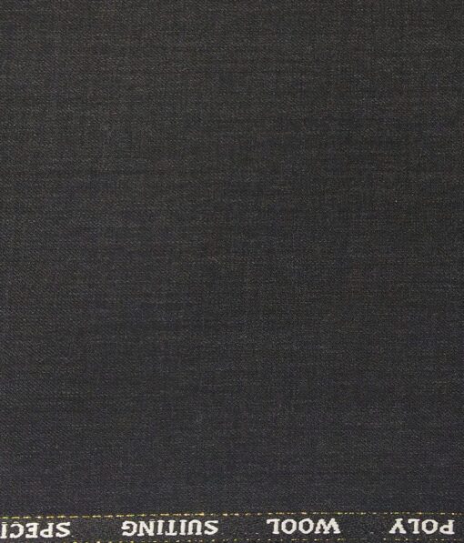 Cadini Italy Men's by Siyaram's Dark Worsted Grey 25% Merino Wool Self Design Unstitched Trouser or Modi Jacket Fabric (1.30 Mtr)