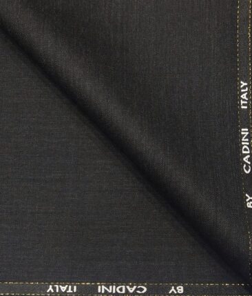 Cadini Italy Men's by Siyaram's Dark Worsted Grey 25% Merino Wool Self Design Unstitched Trouser or Modi Jacket Fabric (1.30 Mtr)