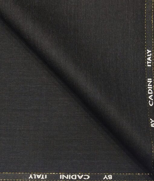 Cadini Italy Men's by Siyaram's Dark Worsted Grey 25% Merino Wool Self Design Unstitched Trouser or Modi Jacket Fabric (1.30 Mtr)
