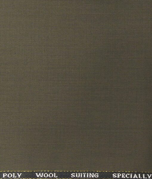 Cadini Italy Men's by Siyaram's Mehandi Green 25% Merino Wool Self Structured Unstitched Trouser or Modi Jacket Fabric (1.30 Mtr)