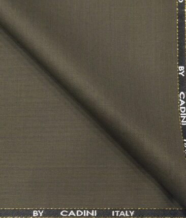 Cadini Italy Men's by Siyaram's Mehandi Green 25% Merino Wool Self Structured Unstitched Trouser or Modi Jacket Fabric (1.30 Mtr)