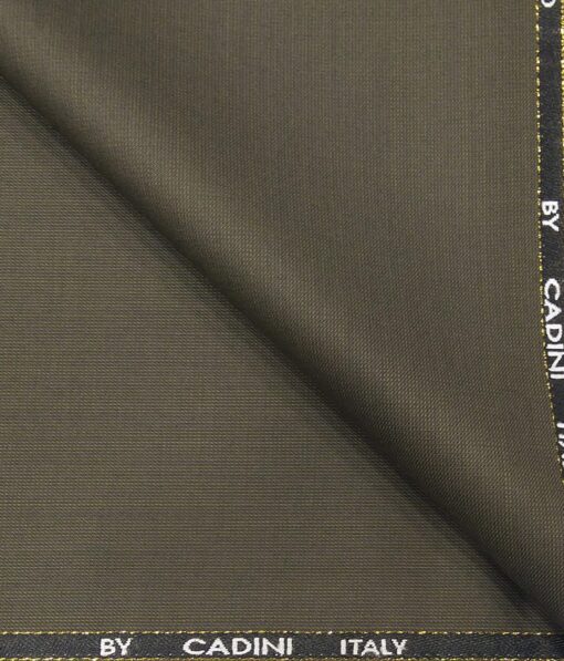 Cadini Italy Men's by Siyaram's Mehandi Green 25% Merino Wool Self Structured Unstitched Trouser or Modi Jacket Fabric (1.30 Mtr)