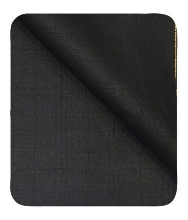 Cadini Italy Men's by Siyaram's Black Super 90's 100% Merino Wool Self Checks Unstitched Trouser or Modi Jacket Fabric (1.30 Mtr)