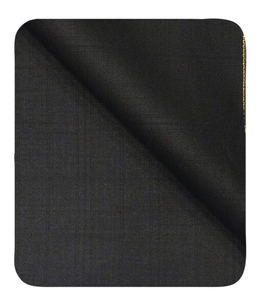 Cadini Italy Men's by Siyaram's Black Super 90's 100% Merino Wool Self Checks Unstitched Trouser or Modi Jacket Fabric (1.30 Mtr)