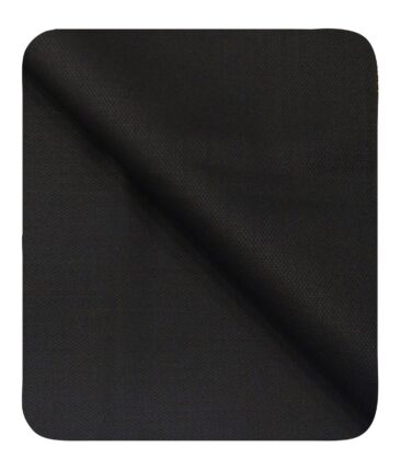 Cadini Italy Men's by Siyaram's Black Super 90's 20% Merino Wool Self Structured Unstitched Trouser or Modi Jacket Fabric (1.30 Mtr)