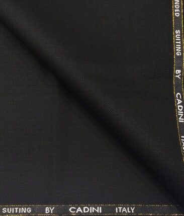Cadini Italy Men's by Siyaram's Black Super 90's 20% Merino Wool Self Structured Unstitched Trouser or Modi Jacket Fabric (1.30 Mtr)