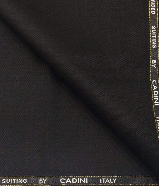 Cadini Italy Men's by Siyaram's Black Super 90's 20% Merino Wool Self Structured Unstitched Trouser or Modi Jacket Fabric (1.30 Mtr)
