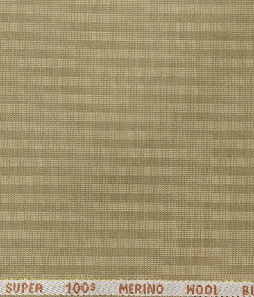 Cadini Italy Men's by Siyaram's Oat Beige Super 100's 20% Merino Wool Structured Unstitched Trouser or Modi Jacket Fabric (1.30 Mtr)