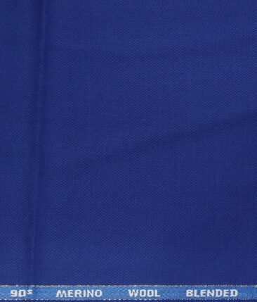Cadini Italy Men's by Siyaram's Bright Royal Blue Super 90's 20% Merino Wool Structured Unstitched Trouser or Modi Jacket Fabric (1.30 Mtr)