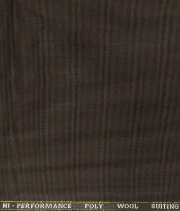 Cadini Italy Men's by Siyaram's Dark Brown 25% Merino Wool Oxford Weave Structure Unstitched Trouser or Modi Jacket Fabric (1.30 Mtr)