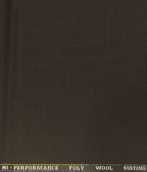 Cadini Italy Men's by Siyaram's Dark Brown 25% Merino Wool Oxford Weave Structure Unstitched Trouser or Modi Jacket Fabric (1.30 Mtr)