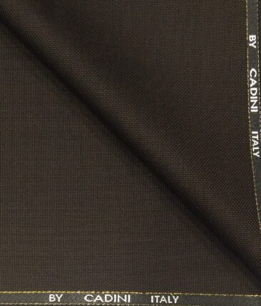 Cadini Italy Men's by Siyaram's Dark Brown 25% Merino Wool Oxford Weave Structure Unstitched Trouser or Modi Jacket Fabric (1.30 Mtr)