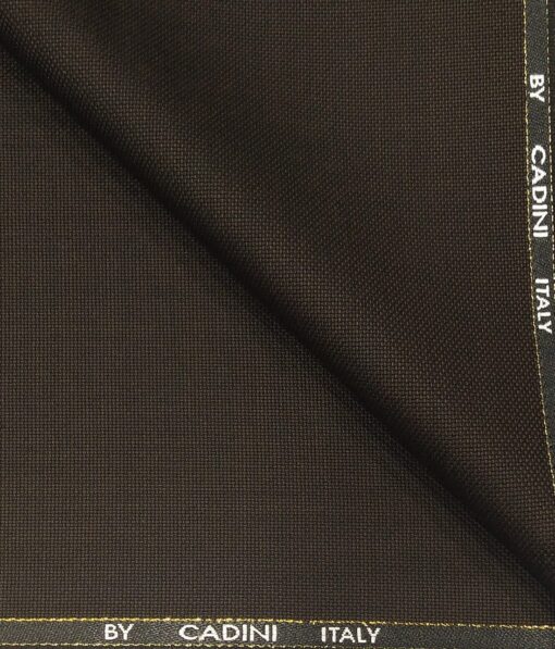 Cadini Italy Men's by Siyaram's Dark Brown 25% Merino Wool Oxford Weave Structure Unstitched Trouser or Modi Jacket Fabric (1.30 Mtr)