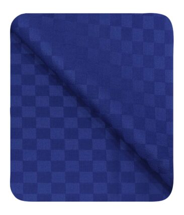 Cadini Italy Men's by Siyaram's Royal Blue Super 90's 20% Merino Wool Self Squares Unstitched Trouser or Modi Jacket Fabric (1.30 Mtr)