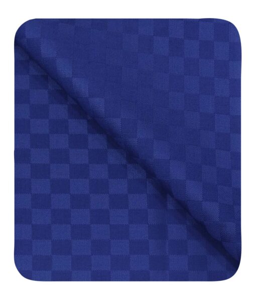 Cadini Italy Men's by Siyaram's Royal Blue Super 90's 20% Merino Wool Self Squares Unstitched Trouser or Modi Jacket Fabric (1.30 Mtr)