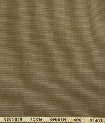 Cadini Italy Men's by Siyaram's Khakhi Brown Super 90's 20% Merino Wool Structured Unstitched Trouser or Modi Jacket Fabric (1.30 Mtr)