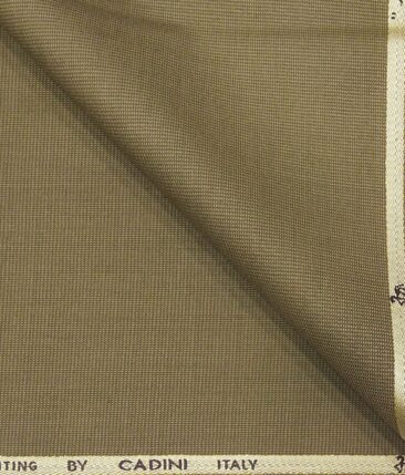 Cadini Italy Men's by Siyaram's Khakhi Brown Super 90's 20% Merino Wool Structured Unstitched Trouser or Modi Jacket Fabric (1.30 Mtr)
