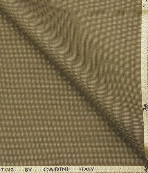 Cadini Italy Men's by Siyaram's Khakhi Brown Super 90's 20% Merino Wool Structured Unstitched Trouser or Modi Jacket Fabric (1.30 Mtr)