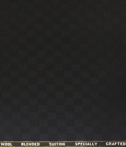Cadini Italy Men's by Siyaram's Black Super 90's 20% Merino Wool Self Squares Unstitched Trouser or Modi Jacket Fabric (1.30 Mtr)