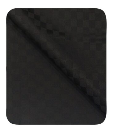 Cadini Italy Men's by Siyaram's Black Super 90's 20% Merino Wool Self Squares Unstitched Trouser or Modi Jacket Fabric (1.30 Mtr)