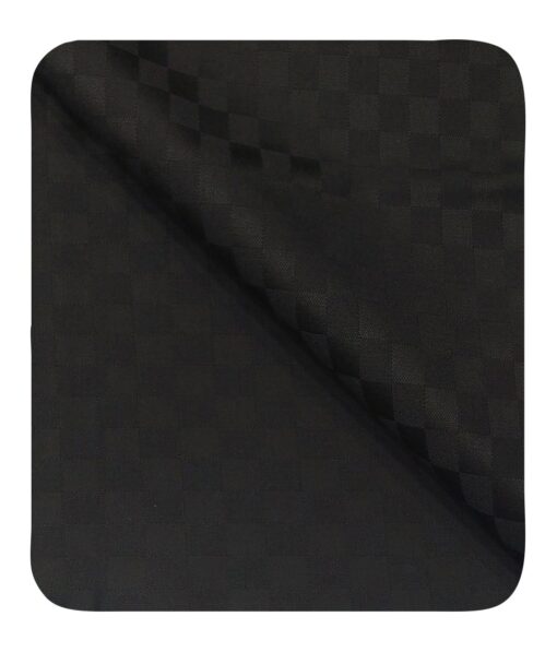 Cadini Italy Men's by Siyaram's Black Super 90's 20% Merino Wool Self Squares Unstitched Trouser or Modi Jacket Fabric (1.30 Mtr)
