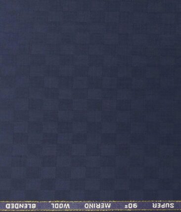 Cadini Italy Men's by Siyaram's Dark Blue Super 90's 20% Merino Wool Self Squares Unstitched Trouser or Modi Jacket Fabric (1.30 Mtr)
