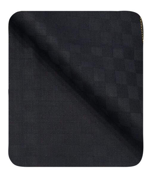 Cadini Italy Men's by Siyaram's Dark Navy Blue Super 90's 20% Merino Wool Self Squares Unstitched Trouser or Modi Jacket Fabric (1.30 Mtr)