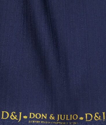 Don & Julio Men's Dark Royal Blue Terry Rayon Self Design Shiny Unstitched Suiting Fabric - 2 Meter