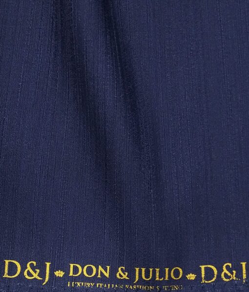 Don & Julio Men's Dark Royal Blue Terry Rayon Self Design Shiny Unstitched Suiting Fabric - 2 Meter