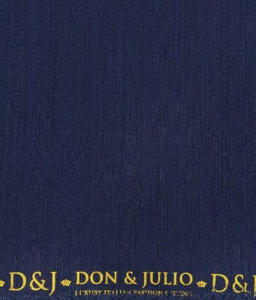 Don & Julio Men's Dark Royal Blue Terry Rayon Self Design Shiny Unstitched Suiting Fabric - 2 Meter