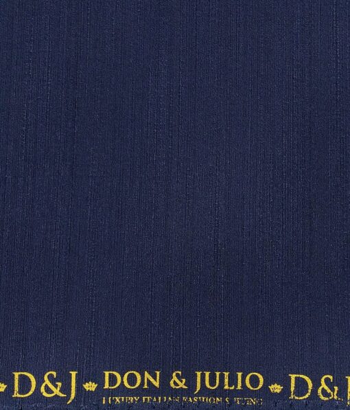 Don & Julio Men's Dark Royal Blue Terry Rayon Self Design Shiny Unstitched Suiting Fabric - 2 Meter