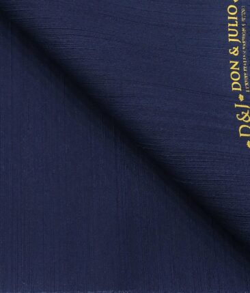 Don & Julio Men's Dark Royal Blue Terry Rayon Self Design Shiny Unstitched Suiting Fabric - 2 Meter