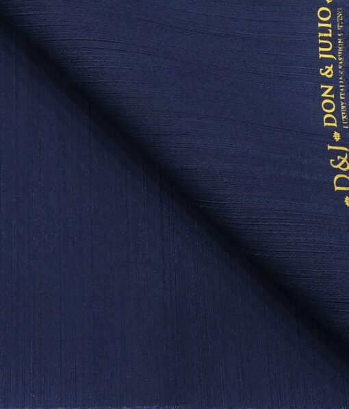 Don & Julio Men's Dark Royal Blue Terry Rayon Self Design Shiny Unstitched Suiting Fabric - 2 Meter