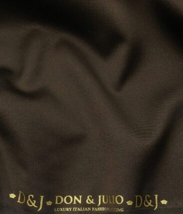 Don & Julio Men's Carob Brown Terry Rayon Shiny Structured Unstitched Suiting Fabric - 3.75 Meter