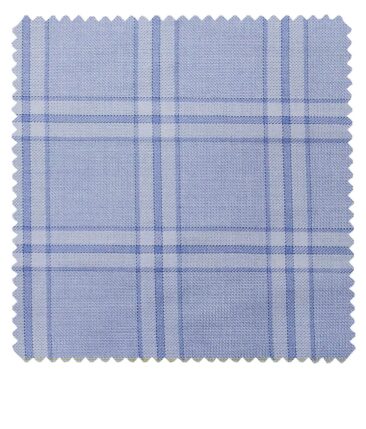 Don & Julio Men's Light Sky Blue Terry Rayon Broad Checks Unstitched Suiting Fabric - 3.75 Meter
