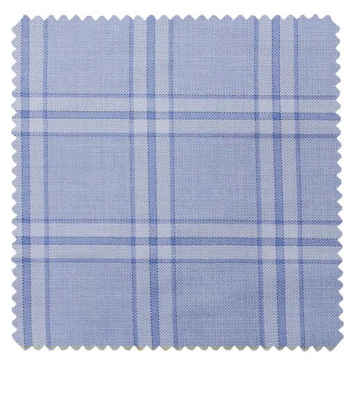 Don & Julio Men's Light Sky Blue Terry Rayon Broad Checks Unstitched Suiting Fabric - 3.75 Meter
