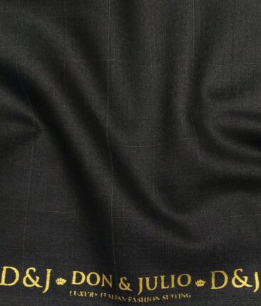 Don & Julio Men's Blackish Grey Terry Rayon Self Checks Unstitched Suiting Fabric  - 3.75 Meter