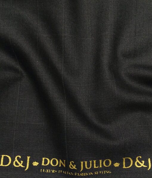 Don & Julio Men's Blackish Grey Terry Rayon Self Checks Unstitched Suiting Fabric  - 3.75 Meter