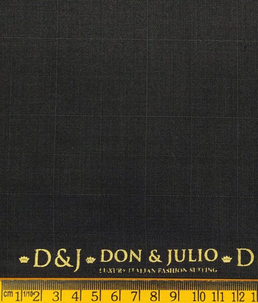 Don & Julio Men's Blackish Grey Terry Rayon Self Checks Unstitched Suiting Fabric  - 3.75 Meter