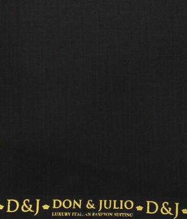 Don & Julio Men's Black Terry Rayon Self Design Unstitched Satin Weave Suiting Fabric  - 3.75 Meter